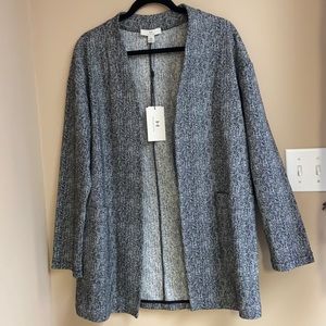 H HALSTON Herringbone Open-Front Jacket Size: M